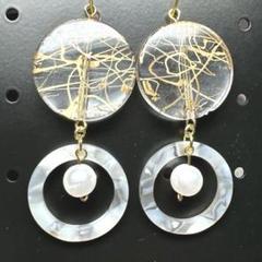 グレー べっこう 透明 ゴールド 金 レジン 金 イヤリング ピアス 新品
