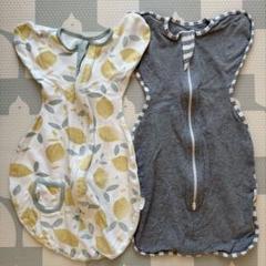 スワドル　スリーパー　Sサイズ　グレー/レモン柄　2着セット