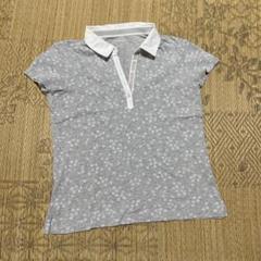 L.L.BEAN エルエルビーン 花柄 半袖ポロシャツ Mサイズ グレー