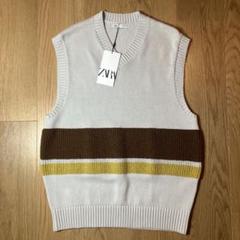ZARA ビーズ スパンコール ノースリーブニット M ニットベスト