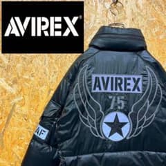 【☆漂う高級感☆】美品 AVIREX ダウンジャケット L 黒 破格のバックロゴ ☆漂う高級感☆】美品 AVIREX ダウンジャケット L 黒 破格の