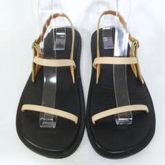 美品 オーラリー レザーサンダル ストラップ ベルト フラット 7 ベージュ 美品 オーラリー レザーサンダル ストラップ ベルト フラット 7