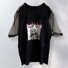 906》ブラウニー 半袖カットソー Tシャツ メッシュ プリントT おしゃれ F
