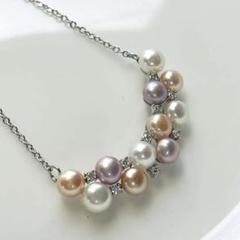 本真珠ネックレス 5mm 天然　パールk18仕上げ　ミックスカラー ベビーパール