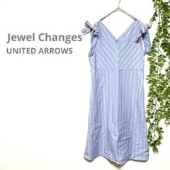 【Jewel Changes】ノースリーブワンピース　リボン　ストライプ　綿　S