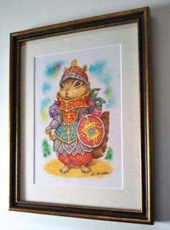 原画】『ガンフリック』（絵画パステル画リス動物画）