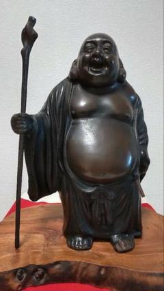 【信頼】 仁清造り 布袋様の置物 木箱付 時代物 陶印有 工芸品