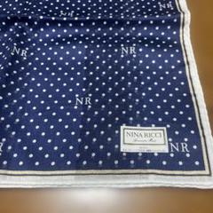 未使用品 大判 NINA RICCI ネイビー ドット柄 ハンカチ - メルカリ