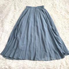 n6533 美品✨プリーツロングスカート S フレア シアー ウエストゴム 薄手