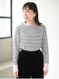 トレフルプラスワンラメボーダーカットソー半袖ブルー