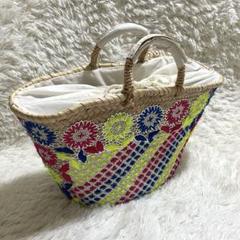 モロッコ　カゴバッグ　刺繍　花柄　夏バッグ　カジュアル　レディース　ハンドバッグ