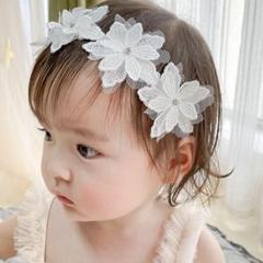 ヘアバンド ヘッドドレス 花飾り 花かんむり カチューシャ ベビー ホワイト 白