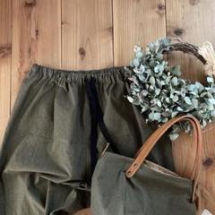 new♪❇︎ハンドメイド❇︎もんぺパンツサルエル　天日干しコットン　ダークカーキ　L new♪❇︎ハンドメイド❇︎もんぺパンツサルエル 天日干し