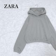 maa様♡ZARA　ザラ　羽織　ショート丈　パーカー　ジャケット　ウエストゴム ZARA ザラ パーカー M コットン オーバーサイズ ショート丈 すそ