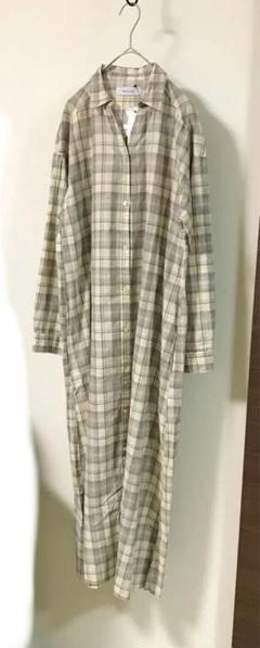 311. メランクルージュ　　麻混　長袖　ロングシャツワンピースのサムネイル