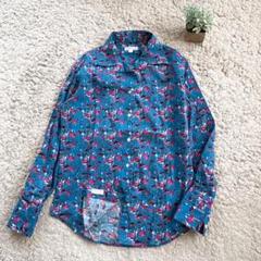 【COTON DOuX】長袖 シャツ フラミンゴ柄 ストレッチ入り カジュアル