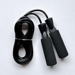 スピードなわとび ジップポーチ付 直径6mm×3m 大人子供 縄飛び ブラック
