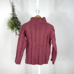 T0946 リオオリジナル　ニット　タートルネック　ケーブル編み　ピンク　M
