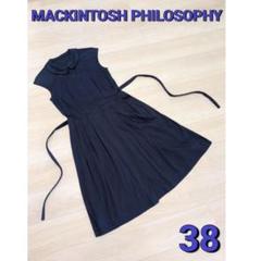 MACKINTOSHPHILOSOPHY ノースリーブ ワンピース 襟付き 紺色