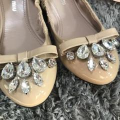 miumiu ビジュー付きフラットシューズ