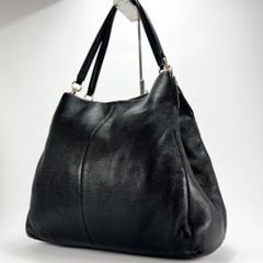 あんしん鑑定利用可能】COACH ブラックレザー ハンドバッグ