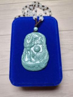 開運❤️新入荷‼️天然A貨翡翠　リアル、氷藍水龍神様彫りバングル　鑑定書付き 開運❤️新入荷‼️天然A貨翡翠 リアル、氷藍水龍神様彫りバングル