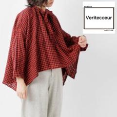 【人気完売】Veritecoeur リネンウールワイドシャツ チェック