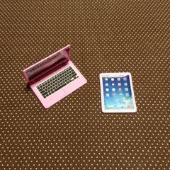 ★検品・撮影のみ使用/ドール用・ミニチュア・タブレット&PC(ピンク)☆