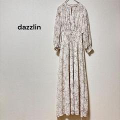【ダズリン】花柄ワンピース 長袖 フリル ロング丈 白プリーツ(Ｆ)