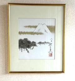 希少　六代目　中村歌右衛門　肉筆画　色紙　人間国宝　富士山　額入　歌舞伎役者 希少六代目中村歌右衛門肉筆画色紙人間国宝富士山額入歌舞伎役者
