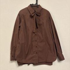 【美品】ブラウン リボン付き オーバーサイズシャツ