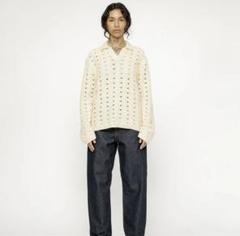トップス STUSSY 24SS OPEN KNIT COLLARED SWEATER Stussy 24ss Open Knit Collared Sweater Ivory Cotton Acry