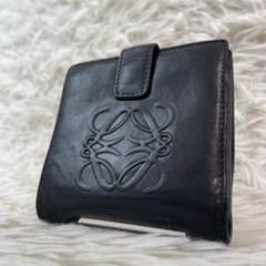 美品✨LOEWE ロエベ 二つ折り財布 アナグラム ブラック Wホック　ロゴ ロエベ 二つ折り 財布 レディース アナグラム ブラック 中古