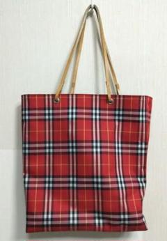 極美品✨バーバリー トートバッグ ノバチェック A4可 キャンバス 赤