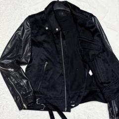 美品　ATO ライダースジャケット　レザー　リネン　牛革　ブラック　46 M