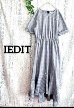 IEDIT グレンチェック　ロングワンピース　半袖