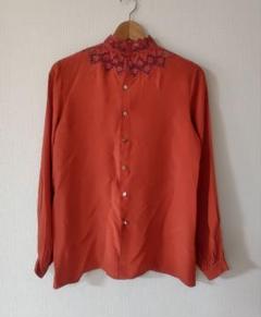 森英恵/HANAE MORI/中国シルクブラウス/美品　11号 HANAE MORI - HANAE MORI ハナエモリ(11) シルク 刺繍 チョウ