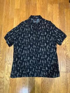 axcess 総柄シャツ L 黒 ボタン欠け有 古着 ヴィンテージ