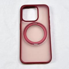 iPhone 15 Pro用ケース 回転スタンド マグネット搭載 ワインレッド