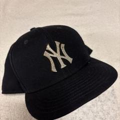NYロゴ ストーンベースボールキャップ 黒