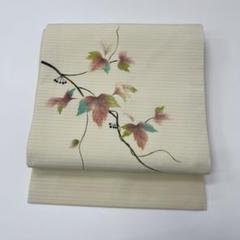 夏物　絽の塩瀬名古屋帯（大きな紅葉文）正絹美品 no11624_1.jpg