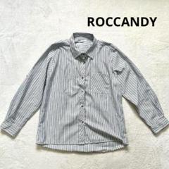 【ROCCANDY】M-L レディース長袖シャツ　薄手　ストライプ　春秋