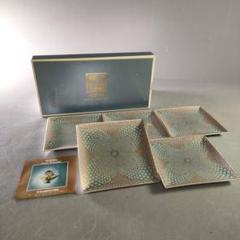 海外最新 A1243-4/庫山窯/前畑陶器/ゴールドペルシャ銘々皿5客/飾皿/盛皿 食器