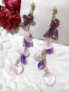 チェコガラス紫陽花ピアス2