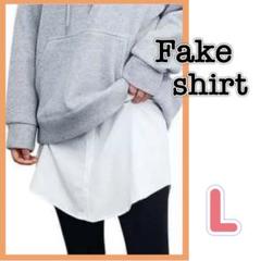 付け裾 つけ裾 フェイクレイヤード シャツ 体型カバー ウエストゴム 重ね着