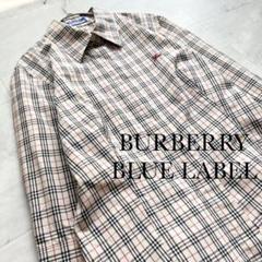 BURBERRYBLUE LABEL七分袖ジャケット BURBERRY BLUE LABEL ノバチェック 七分袖シャツ 刺繍ロゴ