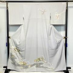 縞にぼかし 立涌 金駒刺繍 センスの良い 紋無し 付下げ 正絹 AK-5310