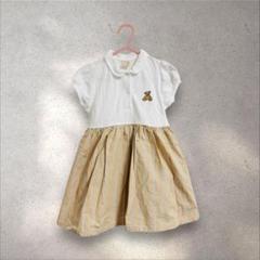 petit mainプティマイン ベア刺繍ポロワンピース 90 お出かけ服