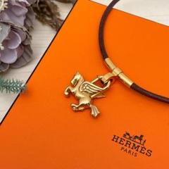 HERMESチョーカーゴールド ブラウン ペガサス カデナ 質屋 HERMES エルメス チョーカー ペガサス カデナ ゴールド
