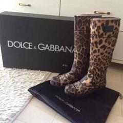 DOLCE＆GABBANA 初代 レオパ柄 レインブーツsize37ハーフ レア